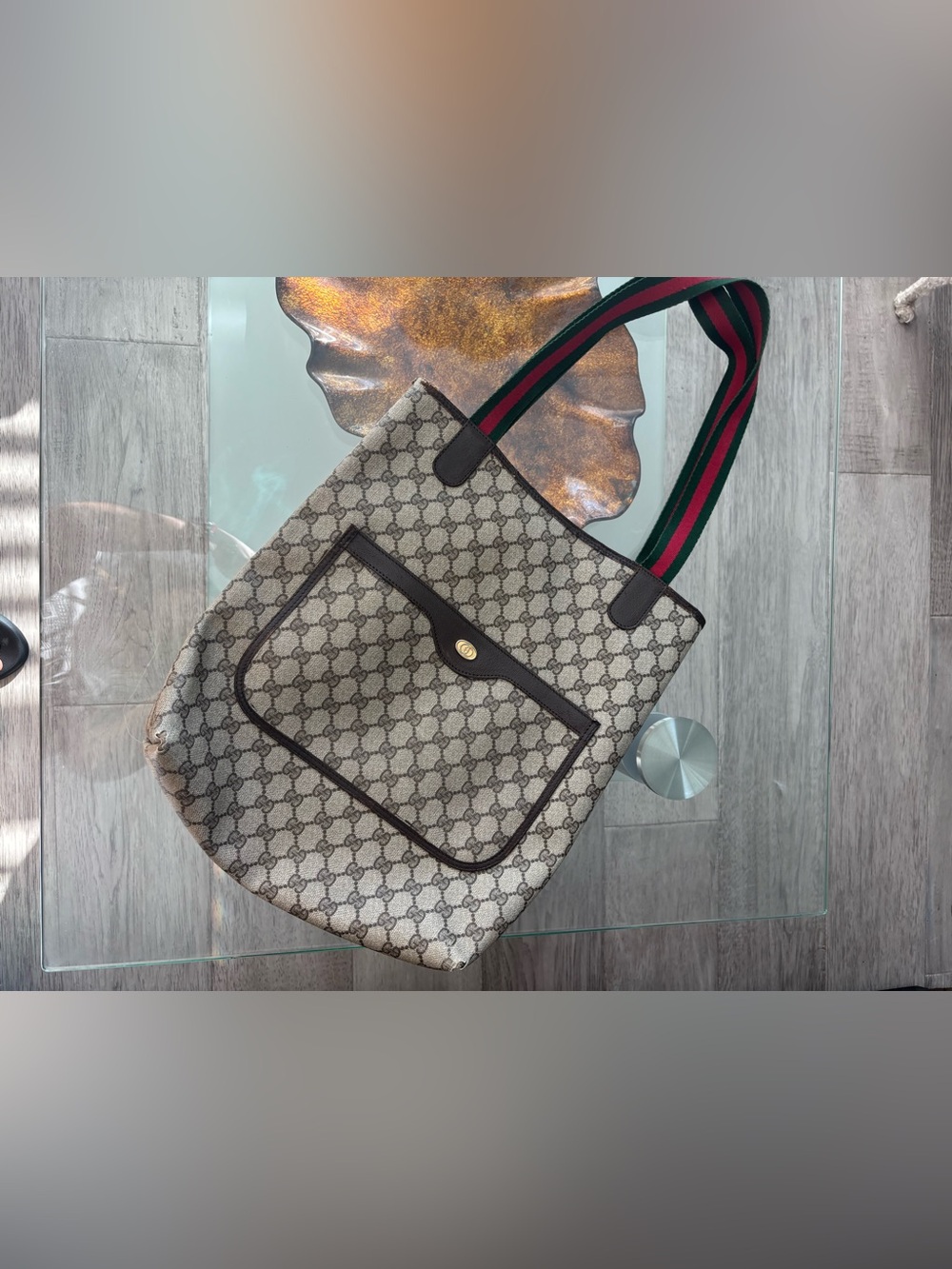 Gucci Beige Monogram Tote Bag